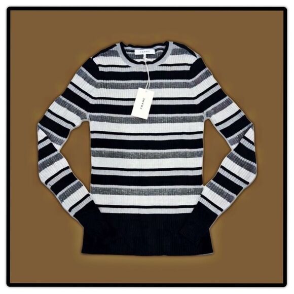 Frame Denim Metallic Striped Rib Knit Sweater - Picture 5 of 16